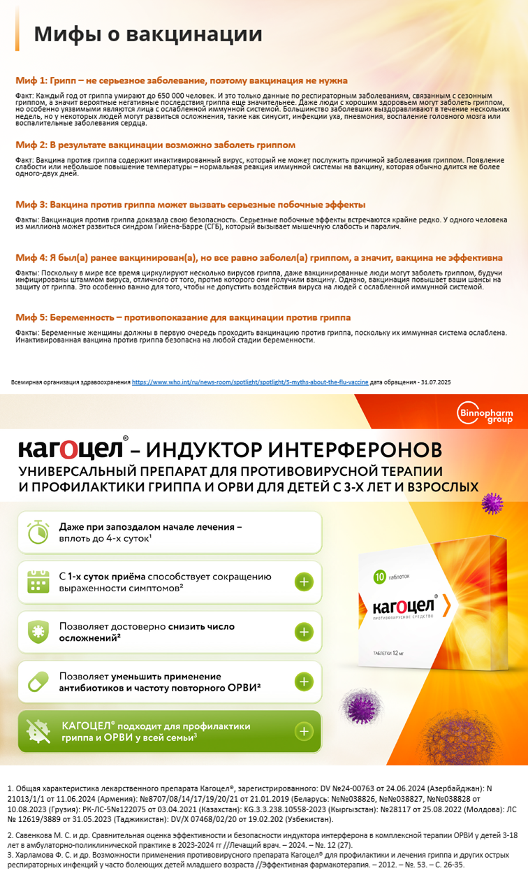 Кагоцел<sup>®</sup>. Мифы о вакцинации.
