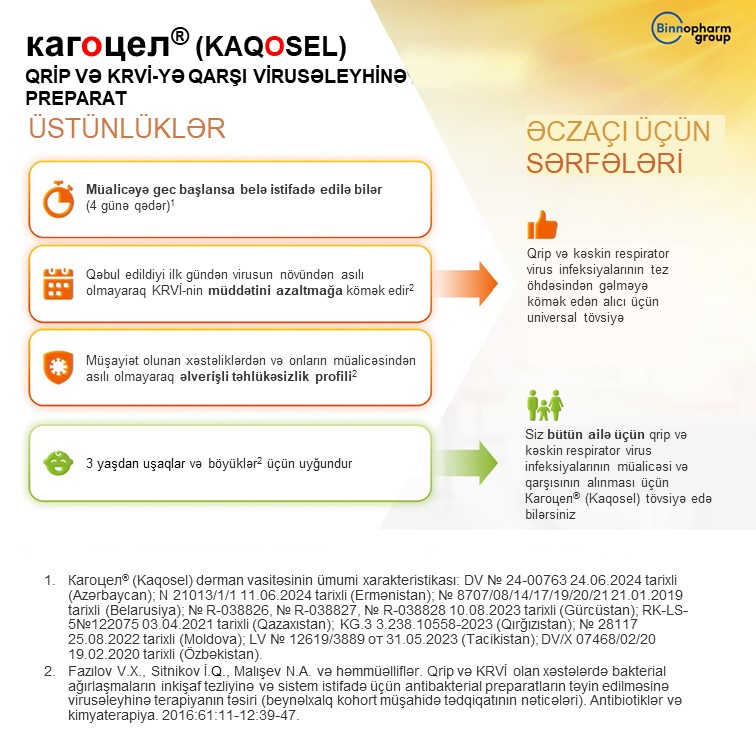 Кагоцел<sup>®</sup> (Kaqosel) universal virusəleyhinə preparat