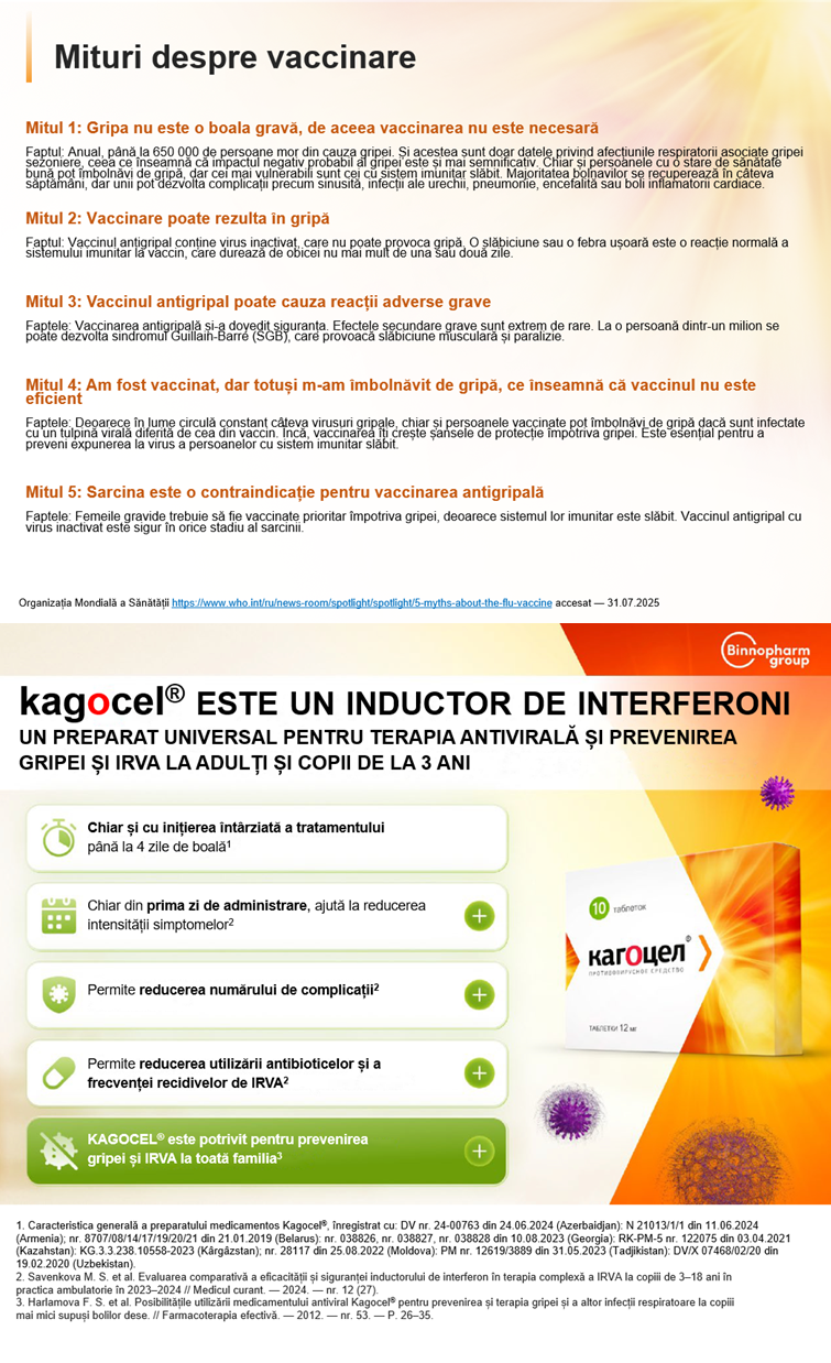 Kagocel<sup>®</sup>. Mituri despre vaccinare.