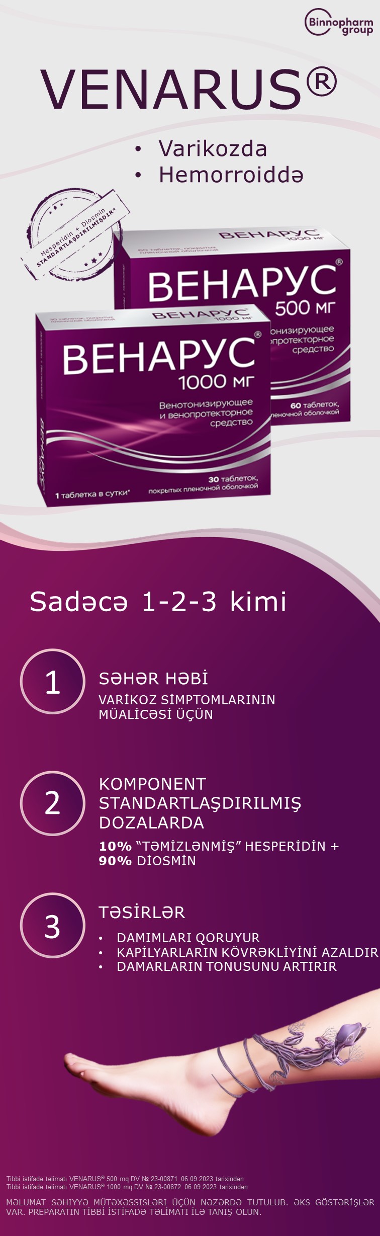 VENARUS<sup>®</sup> varikozda: sadəcə 1-2-3 kimi