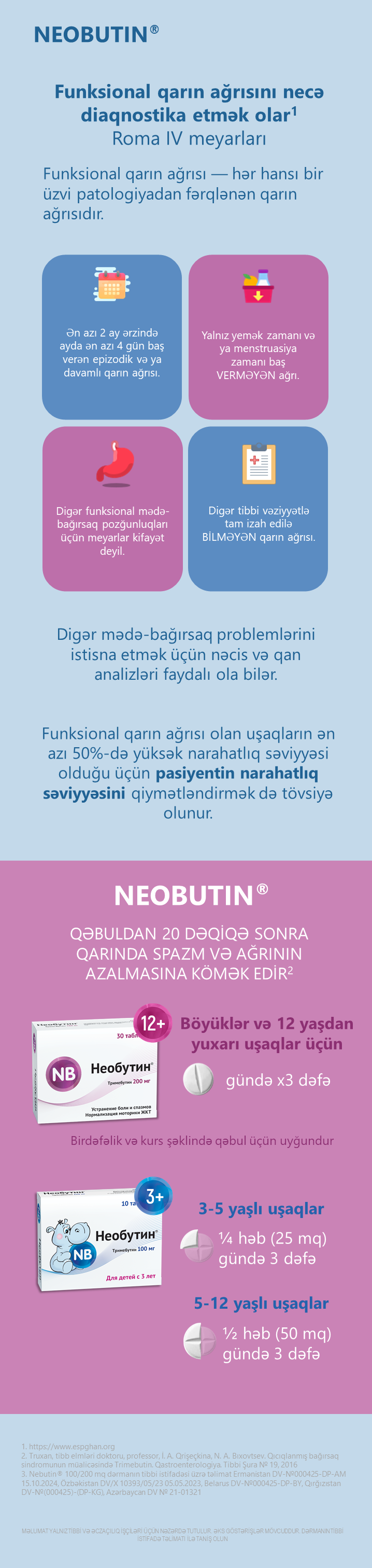 NEOBUTIN<sup>®</sup>. Mədə-bağırsaq traktında funksional ağrının diaqnostikası