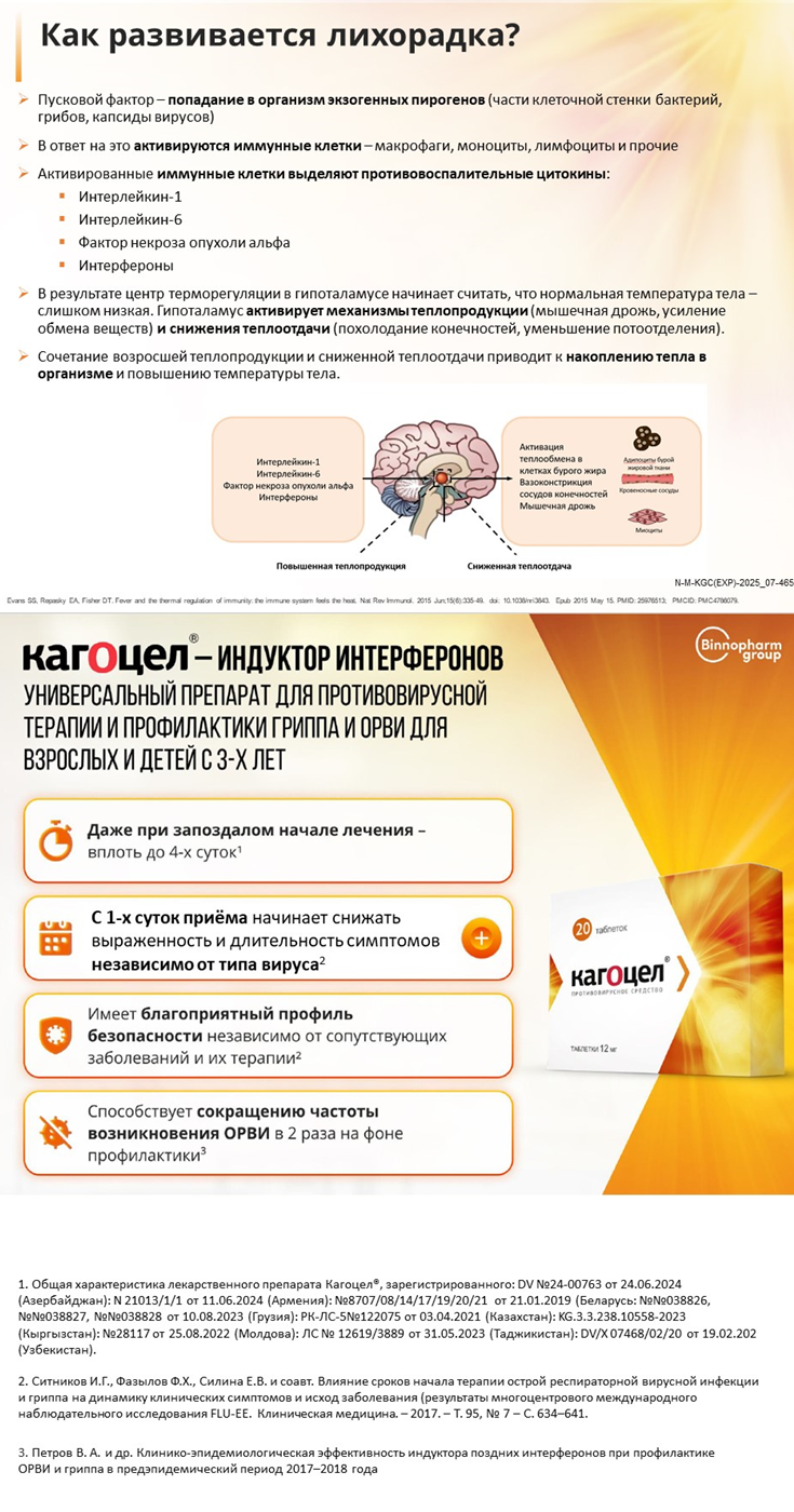 Кагоцел<sup>®</sup>.Как развивается лихорадка?