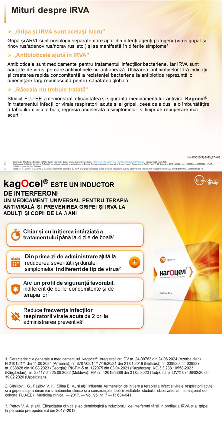 Kagocel<sup>®</sup>. Mituri despre IRVA