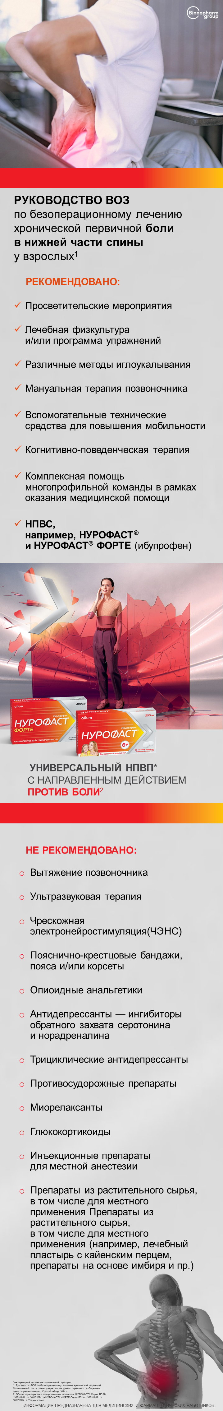НУРОФАСТ<sup>®</sup>: что рекомендует ВОЗ при боли в спине?