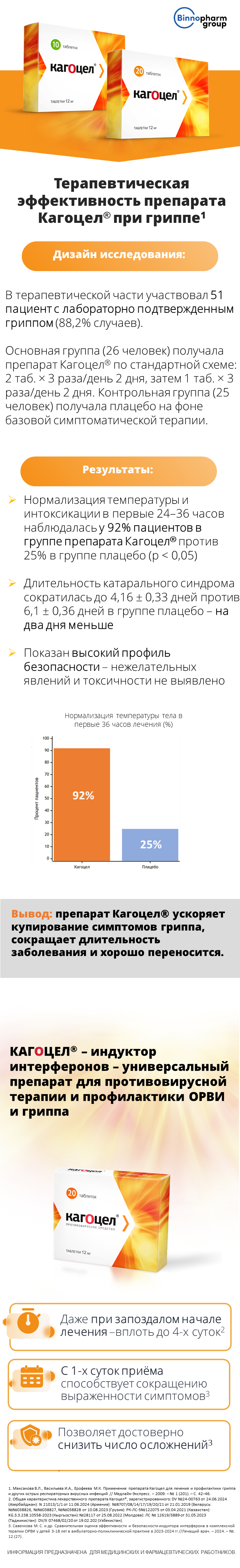  Кагоцел<sup>®</sup>: эффективность при гриппе