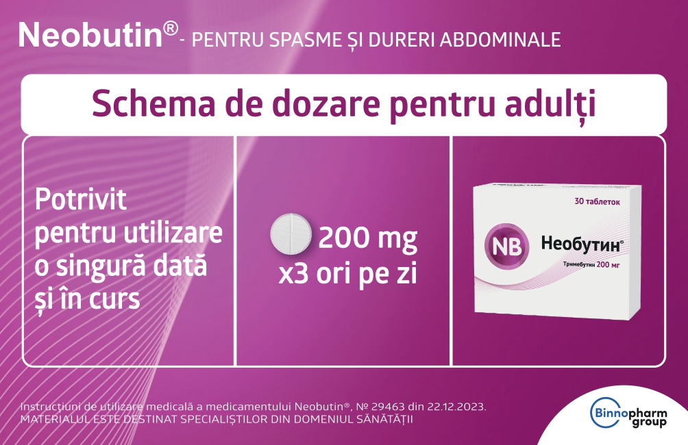 Neobutin<sup>®</sup>. Schema de dozare pentru adulţi. 