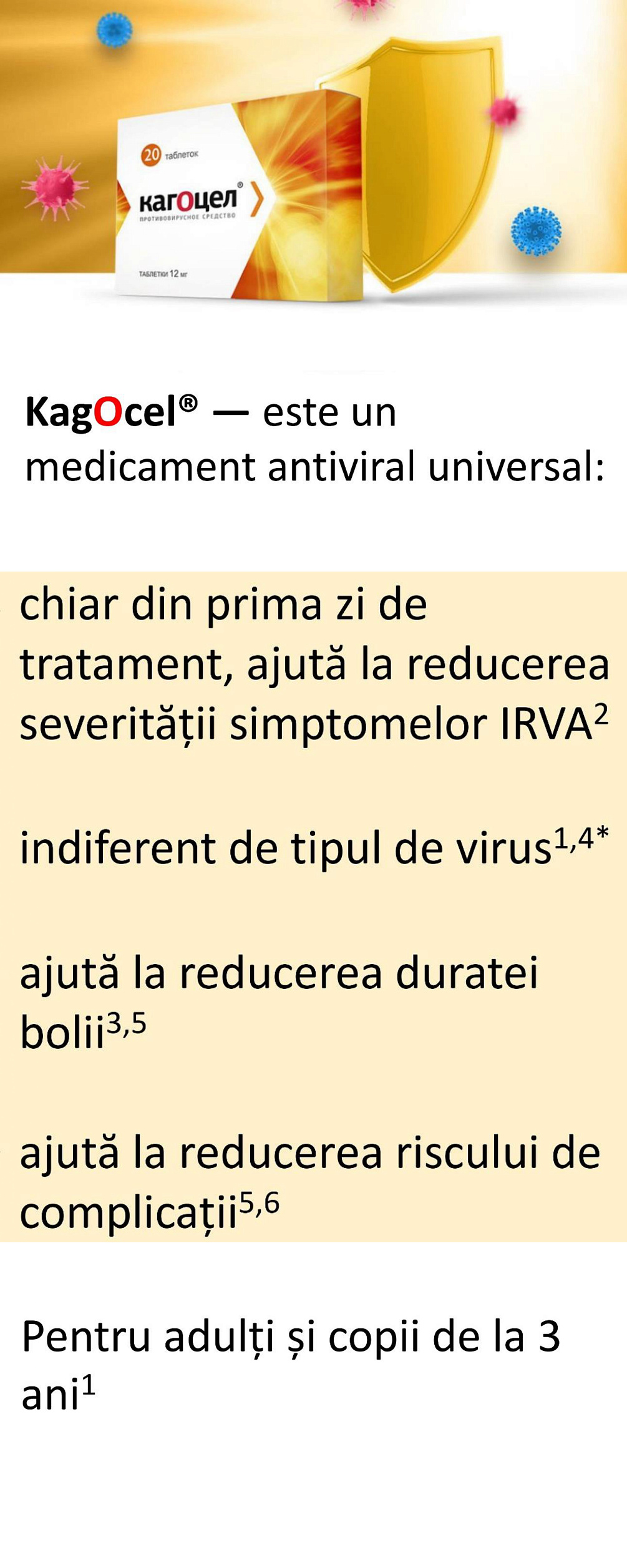 Începe sezonul răcelilor. Nu uitați de Kagocel<sup>®</sup> — un medicament antiviral universal.
