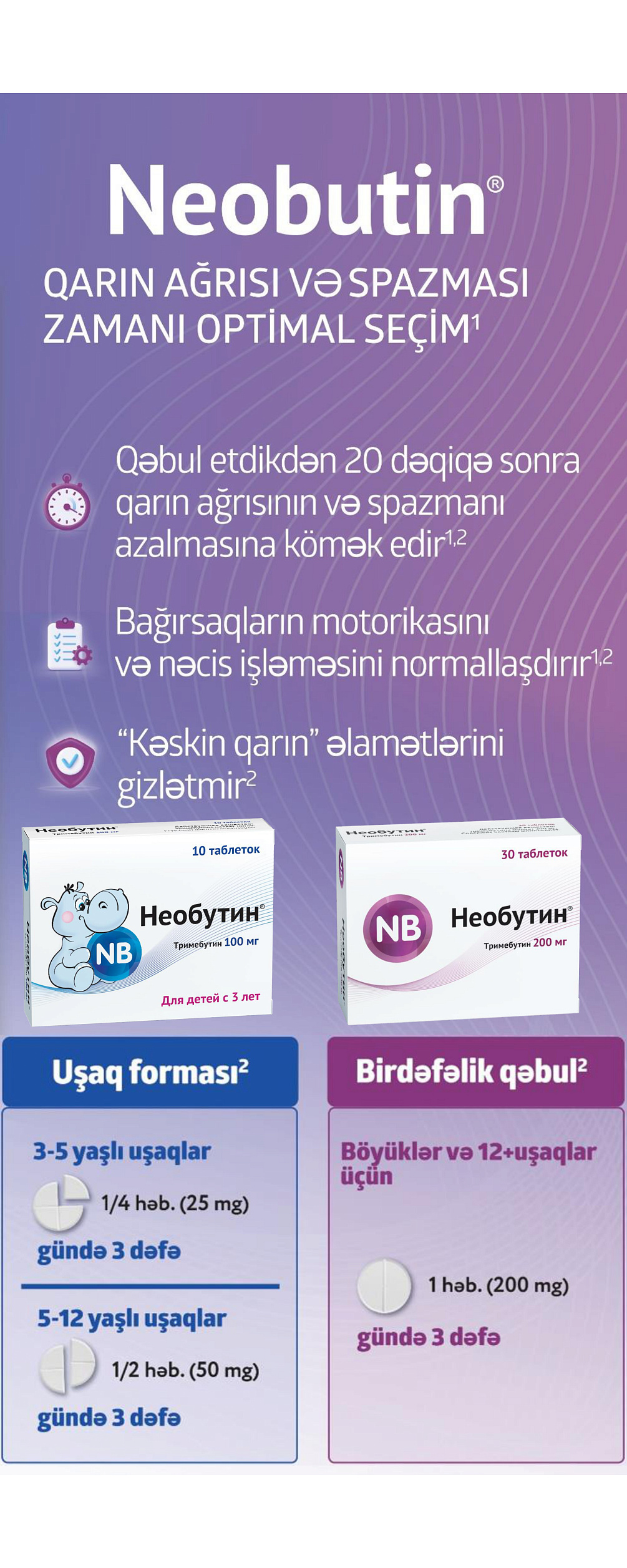 Neobutin<sup>®</sup> - qarın ağrısı və spazmalar zamanı